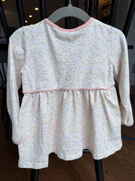 Stitchy Fish Floral Long Sleeve Baby Tunic - Pink Accents - Picture 4 of 5